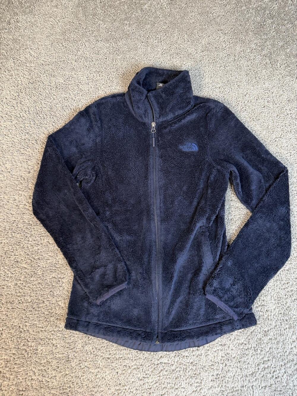 The North Face Jacket Womens XS Blue Fleece Full Zip Pockets Embroidered